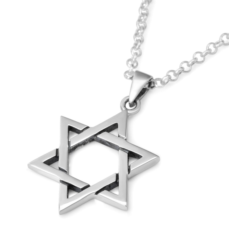 מגן דוד וחמסה עם עט כפול חי מצופה זהב מכסף סטרלינג